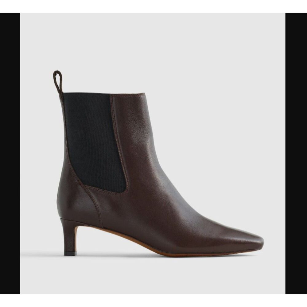Madewell The Dimes 100% Leather Kitten Heel Chelsea Boot Brown Size 6.5